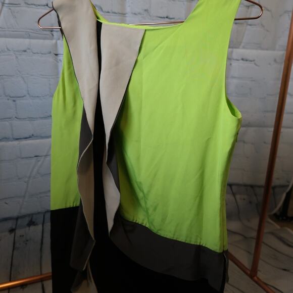 Diane Von Furstenberg Multicolor Shizuka DVF Silk Sleeveless Dress 2 Ruffles - Picture 2 of 4